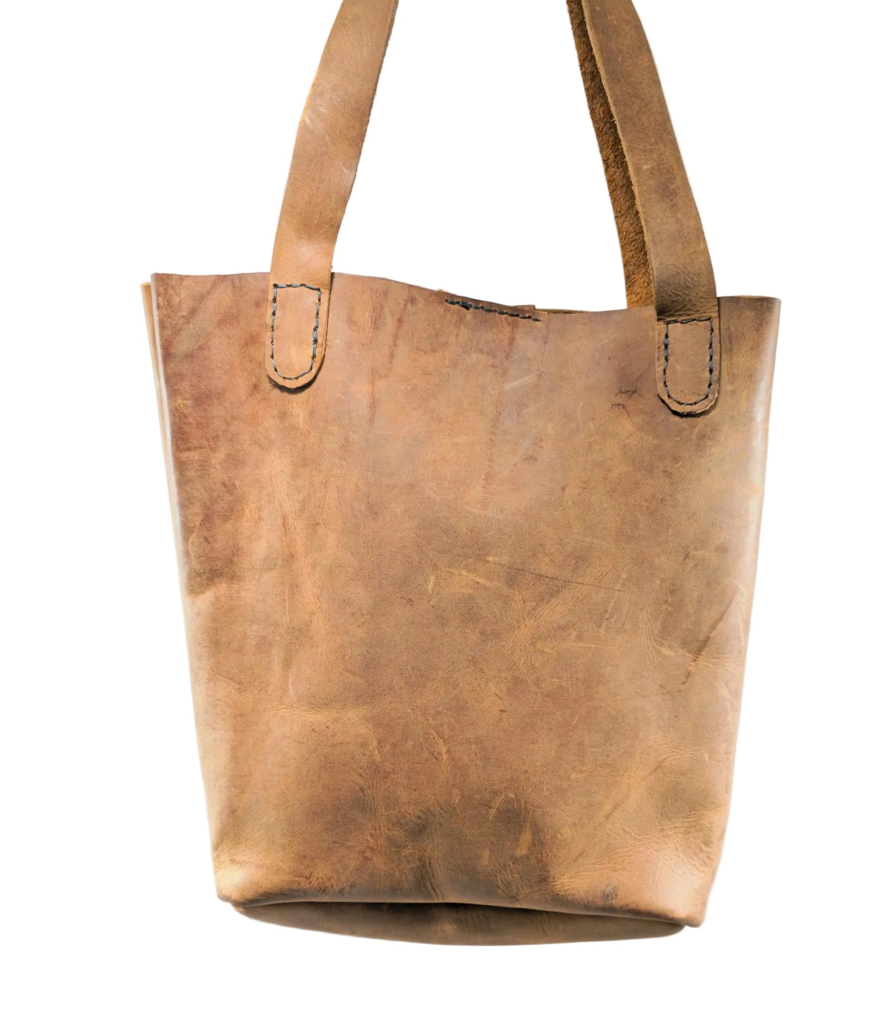 Rustic Tote - Handmade leather tote bag with reinforced handles and spacious interior.