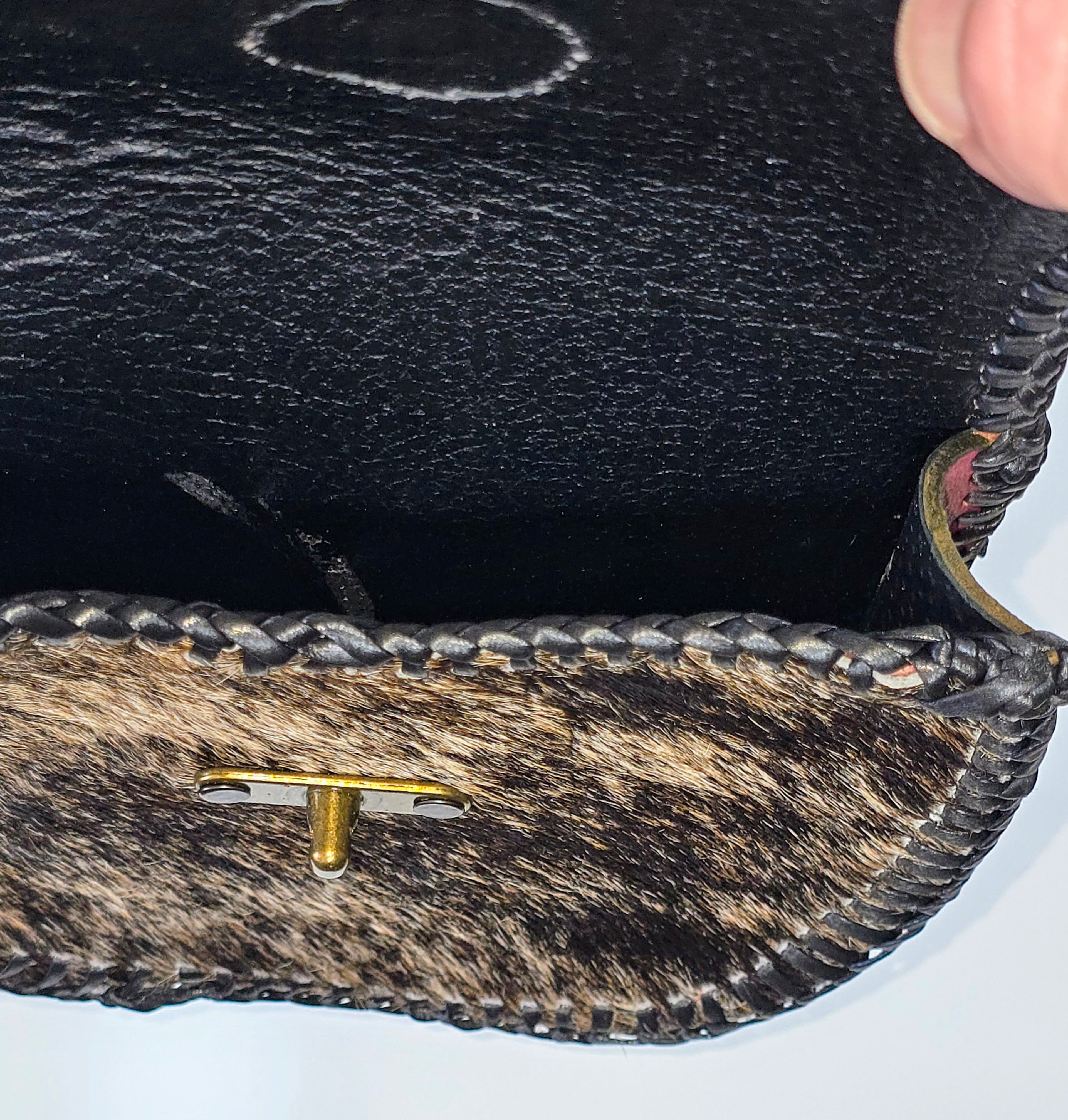 Hair on hybrid leather belt pouch - Hands-free leather purse and waist bag.