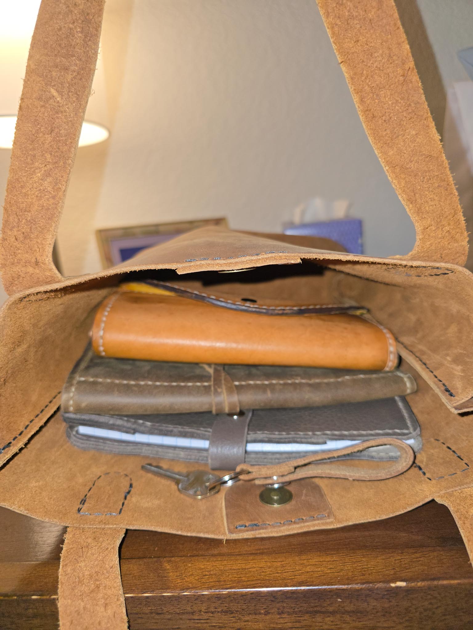Rustic Tote - Handmade leather tote bag with reinforced handles and spacious interior.