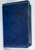 Handcrafted leather mini padfolio, professional blue leather portfolio with white background.