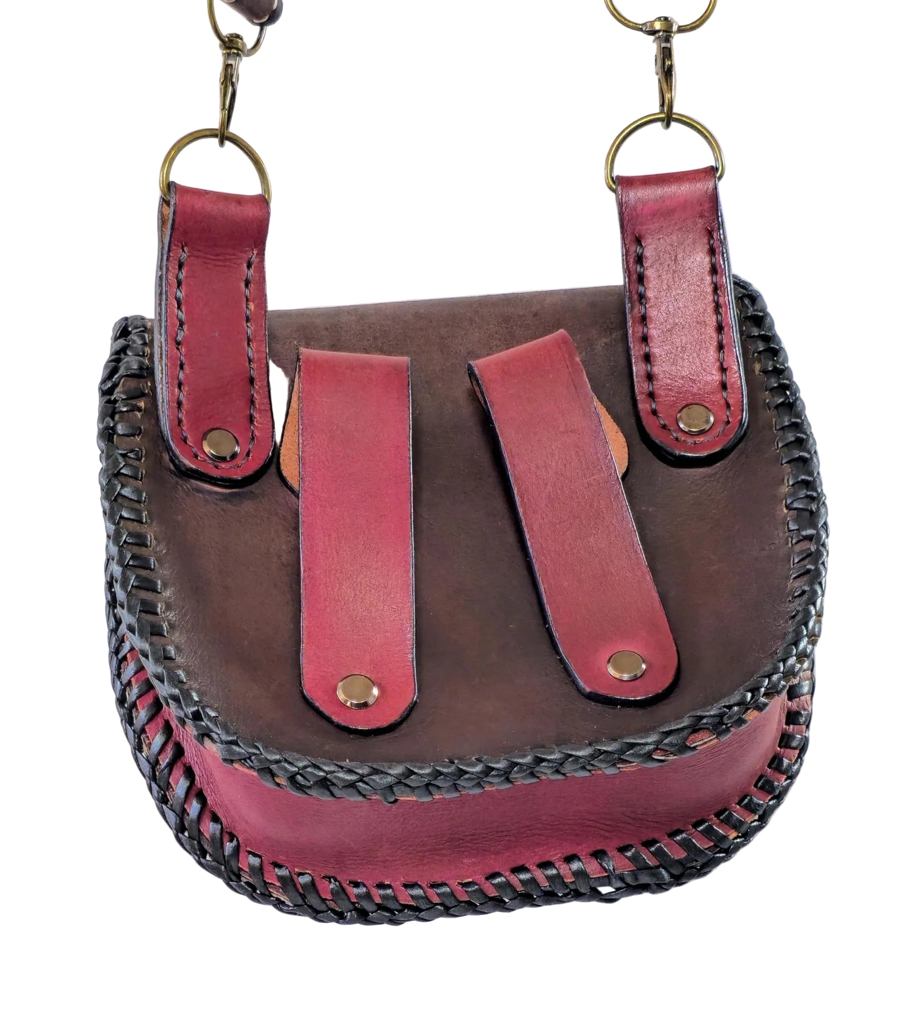 Hair on hybrid leather belt pouch - Hands-free leather purse and waist bag.