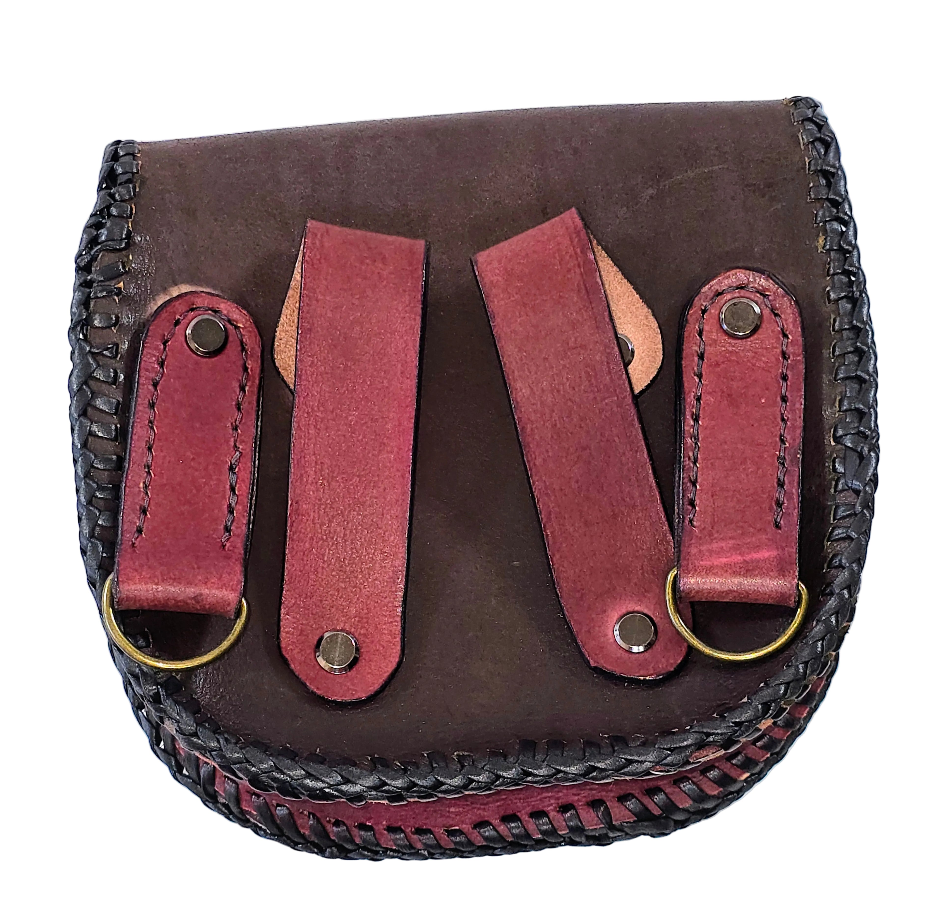 Hair on hybrid leather belt pouch - Hands-free leather purse and waist bag.